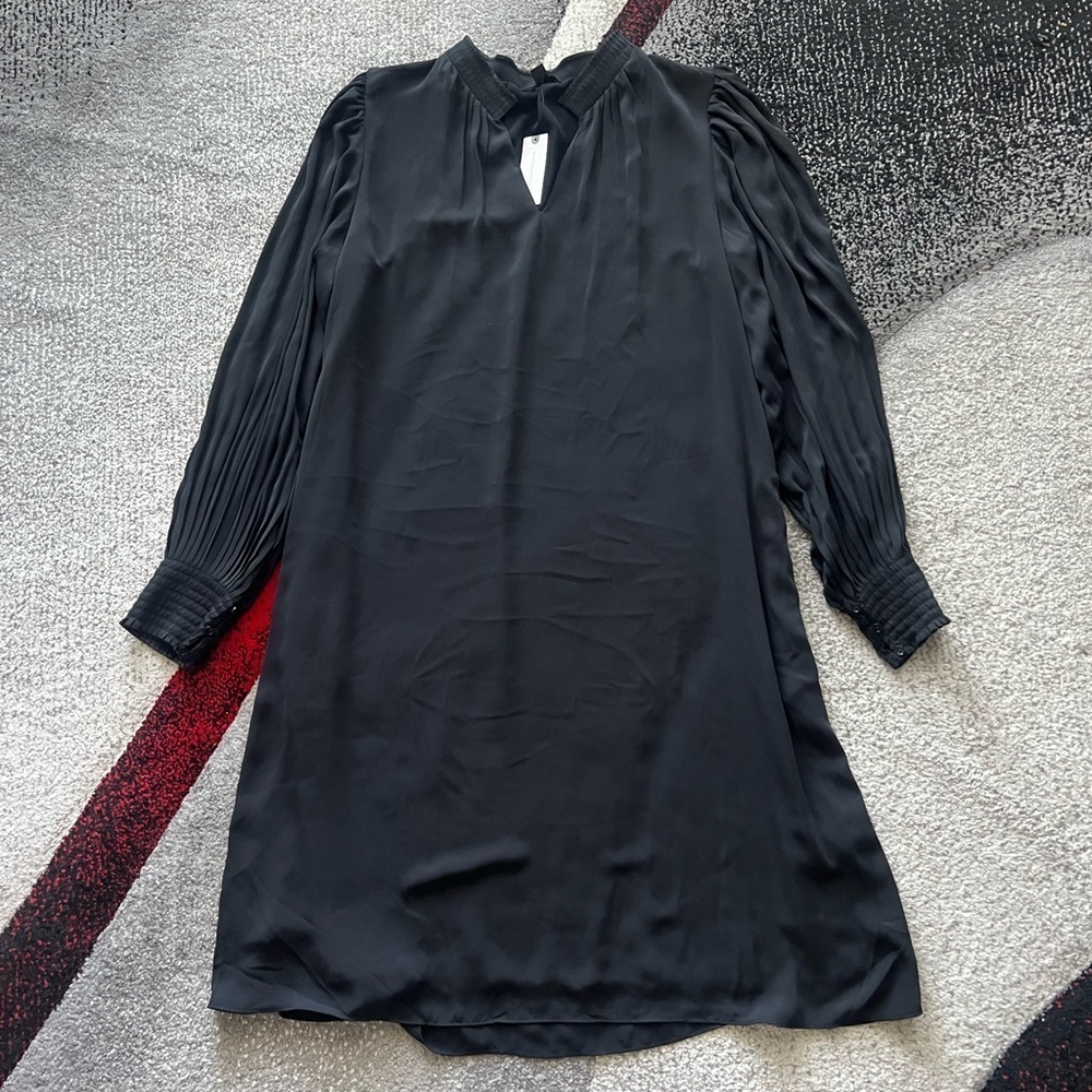Current Air Anthropologie Black Long Sleeve V Neck Shift Dress
